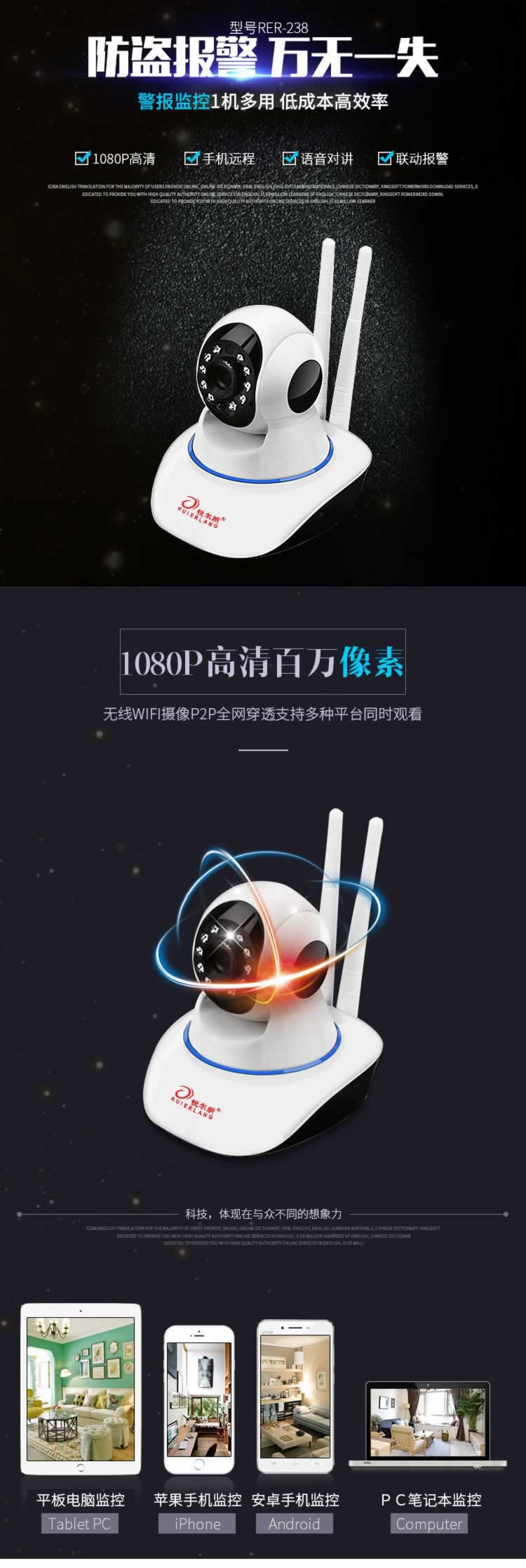 警報監(jiān)控高清網(wǎng)絡(luò)攝像頭描述