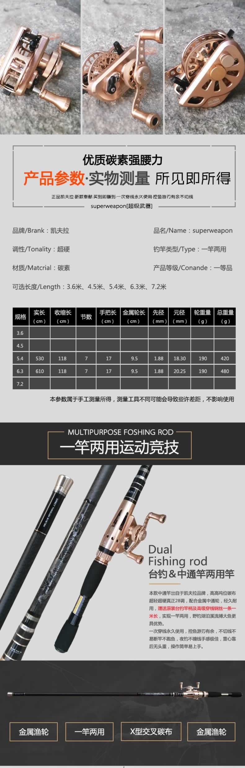 高碳素魚竿中通竿臺釣竿描述