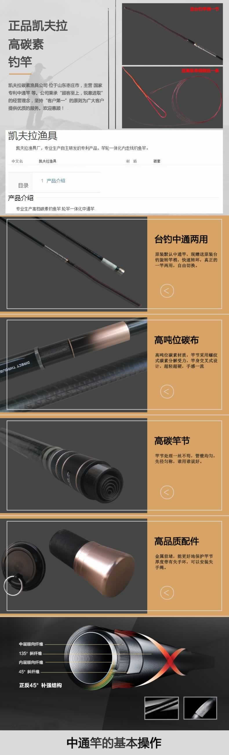 高碳素魚竿中通竿臺釣竿描述