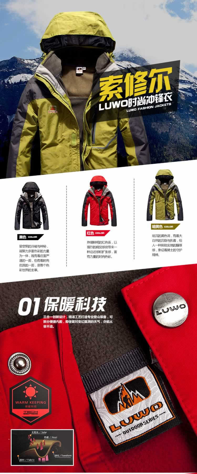 戶外運動服裝野外沖鋒衣詳情