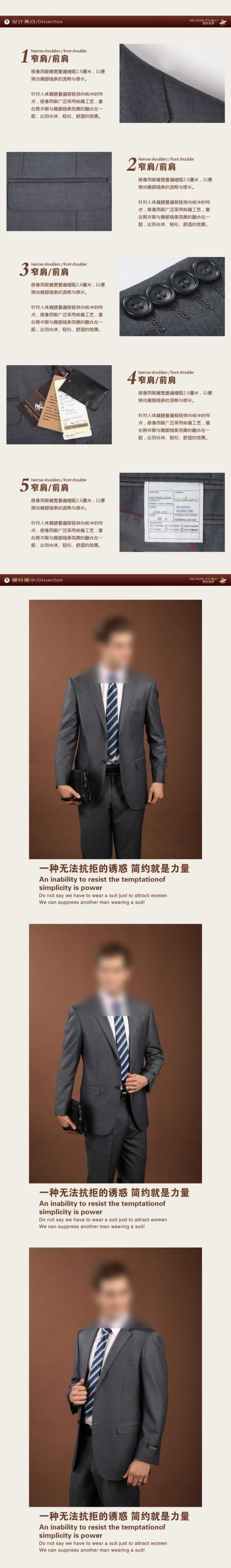 商務禮服套裝西服男裝描述