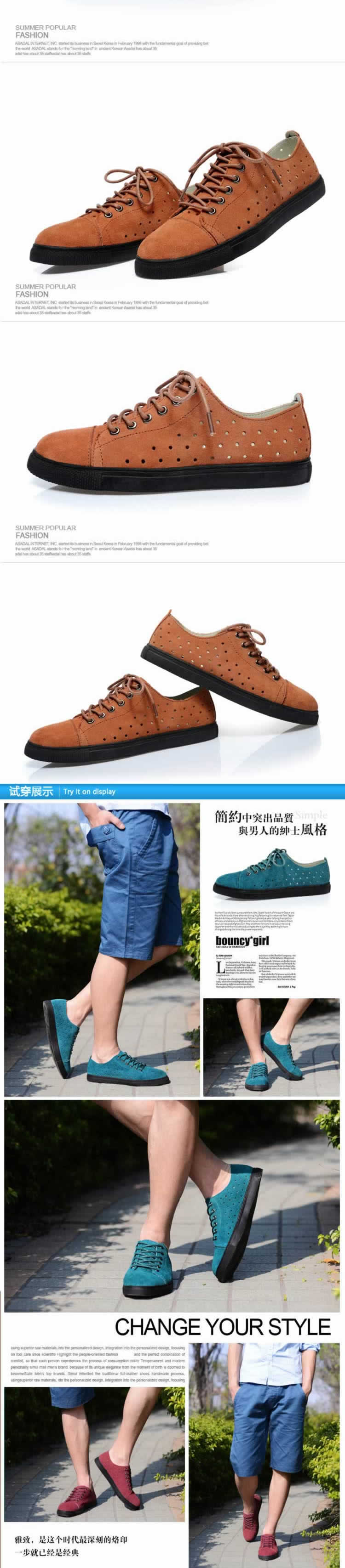 復古擦色抽褶休閑男鞋描述