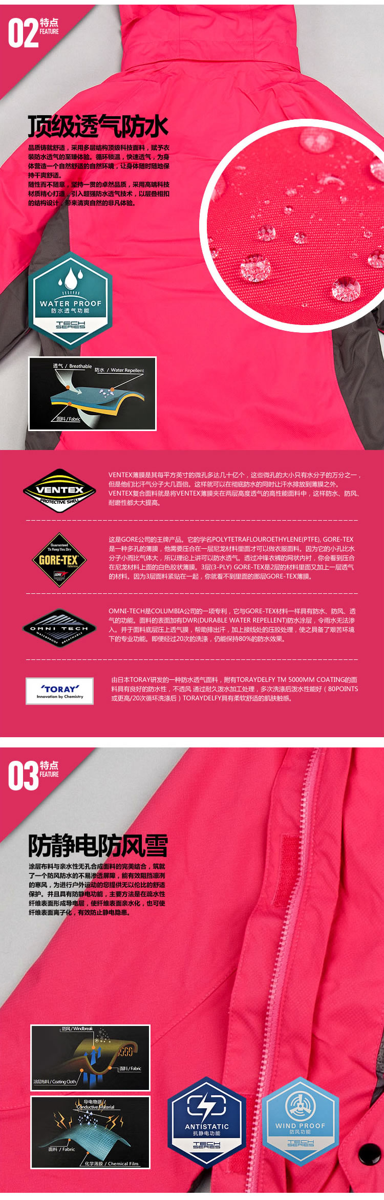 時尚女式沖鋒衣戶外專業沖鋒衣詳情